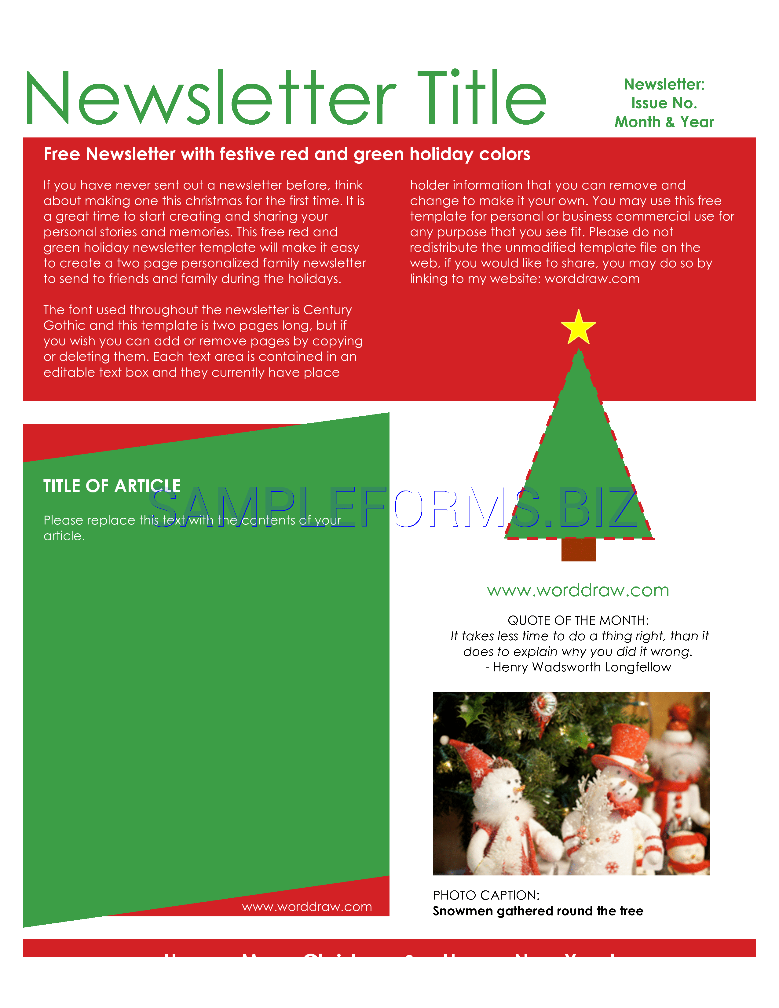 Preview free downloadable Christmas Newsletter 3 in PDF (page 1)